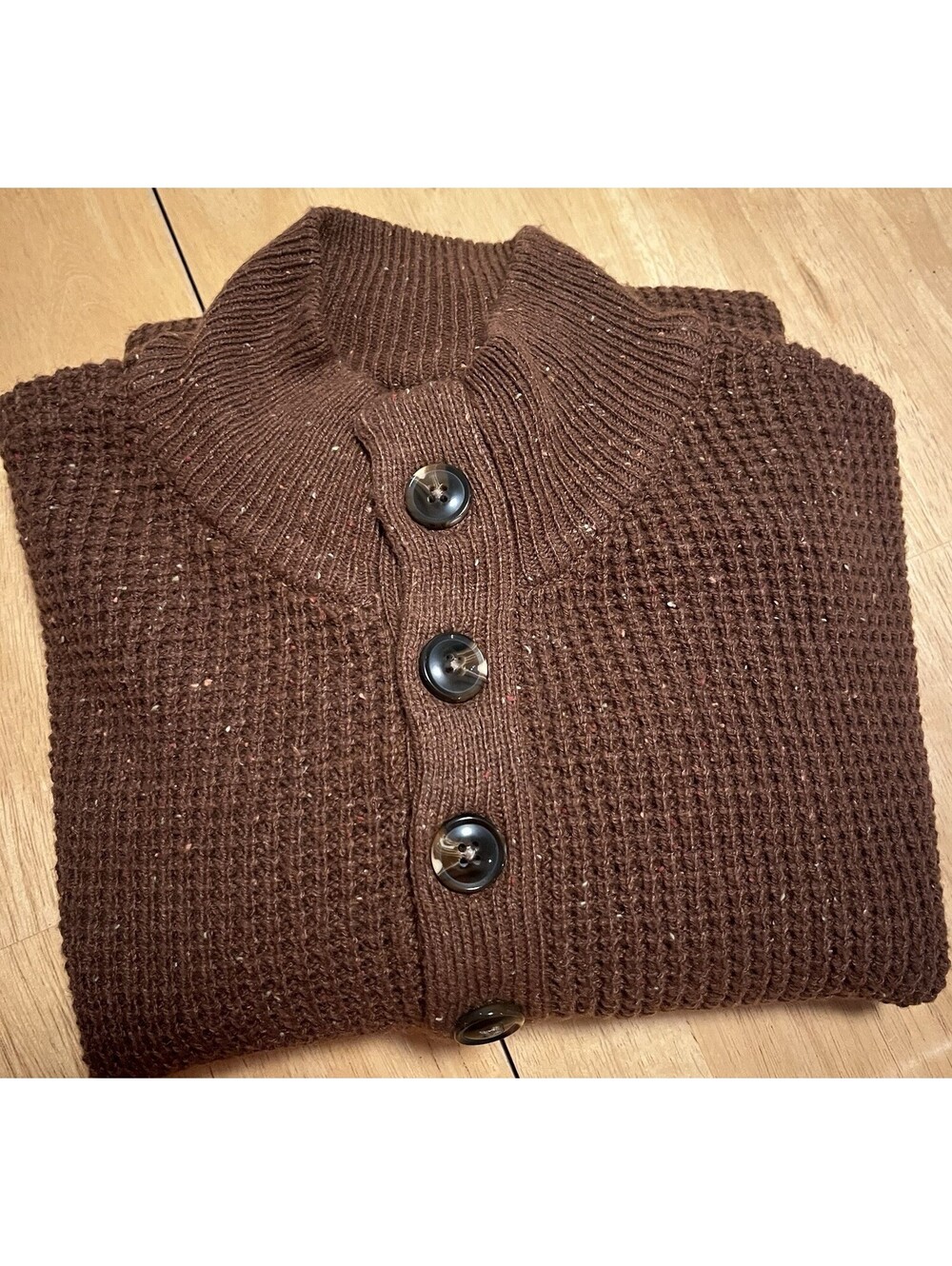 Alesbury Men's Small Brown Pullover Sweater 4 Button Mock Turtleneck Style
